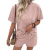 image:imageSHEWIN Womens 2 Piece Sets Short Sweat Matching Lounge Set Cotton Comfy Clothes Summer Outfits Airport LoungewearKhaki