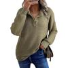 image:imageSHEWIN Womens Fall Fashion 2025 V Neck Waffle Knit Long Sleeve Shirts for Women Pullover TopsGreen