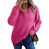 image:imageSHEWIN Womens Fall Fashion 2025 V Neck Waffle Knit Long Sleeve Shirts for Women Pullover TopsRose Red