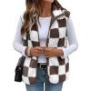 image:imageSHEWIN Womens Fleece Vest Casual Sleeveless Jacket Lightweight Outerwear Vests with Pockets Womens Fall Fashion 2026Chestnut