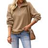 image:imageSHEWIN Womens Half Zip Sweatshirt Fall Loose High Neck Pullover TopsLight French Beige