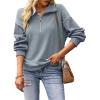 image:imageSHEWIN Womens Half Zip Sweatshirt Fall Loose High Neck Pullover TopsStone Blue