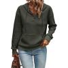 image:imageSHEWIN Womens Hoodies Casual Long Sleeve Quilted Half Button Drawstring Hooded SweatshirtGreen