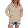 image:imageSHEWIN Womens Hoodies Casual Quarter Zip Pullover Hoodie Fleece Oversized Sweatshirt Fall Outfits for Women 2025Parchment