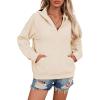 image:imageSHEWIN Womens Hoodies Casual Quarter Zip Pullover Hoodie Fleece Oversized Sweatshirt Fall Outfits for Women 2025White
