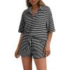 image:imageSHEWIN Womens Pajama Sets Short Sleeve 2 Piece Lounge Sets Summer Outfits for WomenBlack