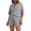 image:imageSHEWIN Womens Pajama Sets Short Sleeve 2 Piece Lounge Sets Summer Outfits for WomenWhite