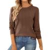 image:imageSHEWIN Womens Sweaters 2026 Casual Crewneck Long Sleeve Lightweight Knit Pullover Sweater Tops Fall ClothesCoffee