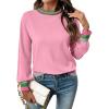 image:imageSHEWIN Womens Sweaters Crew Neck Long Sleeve Tops Knit Color Block Fall Outfits for Women 2026Pink