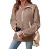image:imageSHEWIN Womens Sweatshirt Lightweight Mock Neck Sweatshirts for Women Half Zip Pullover Fall Clothes for Women 2026Light French Beige