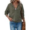 image:imageSHEWIN Womens Zip Up Hoodies Oversized Sweatshirt Fall Fashion Outfits 2026 Casual Waffle Hooded JacketsGreen