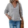 image:imageSHEWIN Womens Zip Up Hoodies Oversized Sweatshirt Fall Fashion Outfits 2026 Casual Waffle Hooded JacketsGrey
