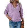 image:imageSHEWIN Womens Zip Up Hoodies Oversized Sweatshirt Fall Fashion Outfits 2026 Casual Waffle Hooded JacketsPurple