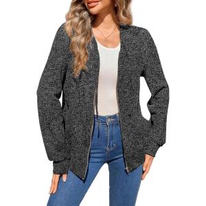 image:imageSHEWIN 2026 Fall Hoodies Waffle Knit Zip Up Sweatshirt Comfy Loose Fit ShakcetBlack