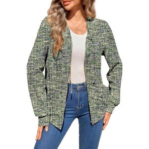 image:imageSHEWIN 2026 Fall Hoodies Waffle Knit Zip Up Sweatshirt Comfy Loose Fit ShakcetGreen