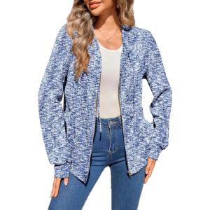 image:imageSHEWIN 2026 Fall Hoodies Waffle Knit Zip Up Sweatshirt Comfy Loose Fit ShakcetLight Blue