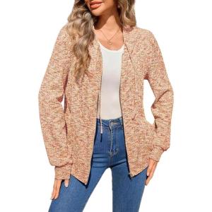 image:imageSHEWIN 2026 Fall Hoodies Waffle Knit Zip Up Sweatshirt Comfy Loose Fit ShakcetOrange