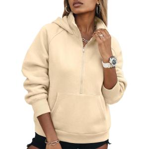 image:imageSHEWIN 2026 Women Half Zip Hoodies Fall Pullover SweatshirtBeige