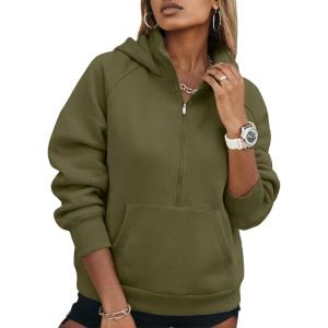 image:imageSHEWIN 2026 Women Half Zip Hoodies Fall Pullover SweatshirtGreen