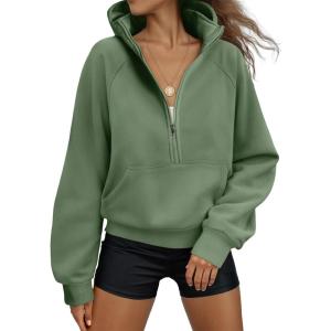 image:imageSHEWIN 2026 Women Half Zip Hoodies Fall Pullover SweatshirtLight Green