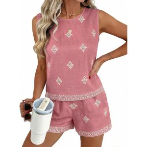 image:imageSHEWIN Two Piece Sets for Women Lounge Set Matching Sets Womens Clothing Summer Outfits for WomenPink
