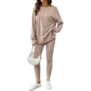image:imageSHEWIN Women Two Piece Sets Fall Lounge Outfits Spring Tracksuit Sweatsuit 2026Beige