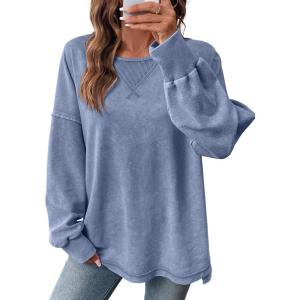 image:imageSHEWIN Womens Long Sleeve Crewneck SweatshirtBeau Blue
