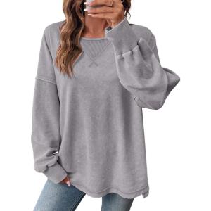 image:imageSHEWIN Womens Long Sleeve Crewneck SweatshirtGrey