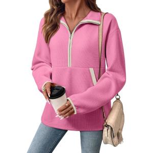 image:imageSHEWIN Womens Sweatshirt Lightweight Mock Neck Sweatshirts for Women Half Zip Pullover Fall Clothes for Women 2026Bonbon