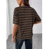 image:imageSHEWIN Women Summer Half Sleeve Tops Waffle Knit Shirts Dressy Casual 2026Brown and Black