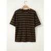image:imageSHEWIN Women Summer Half Sleeve Tops Waffle Knit Shirts Dressy Casual 2026Brown and Black