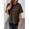 image:imageSHEWIN Women Summer Half Sleeve Tops Waffle Knit Shirts Dressy Casual 2026Brown and Black