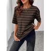 image:imageSHEWIN Women Summer Half Sleeve Tops Waffle Knit Shirts Dressy Casual 2026Brown and Black
