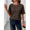 image:imageSHEWIN Women Summer Half Sleeve Tops Waffle Knit Shirts Dressy Casual 2026Brown and Black
