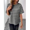 image:imageSHEWIN Women Summer Half Sleeve Tops Waffle Knit Shirts Dressy Casual 2026Grey and White