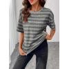 image:imageSHEWIN Women Summer Half Sleeve Tops Waffle Knit Shirts Dressy Casual 2026Grey and White