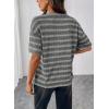 image:imageSHEWIN Women Summer Half Sleeve Tops Waffle Knit Shirts Dressy Casual 2026Grey and White