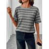 image:imageSHEWIN Women Summer Half Sleeve Tops Waffle Knit Shirts Dressy Casual 2026Grey and White