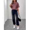 image:imageSHEWIN Women Summer Half Sleeve Tops Waffle Knit Shirts Dressy Casual 2026Pink and Grey