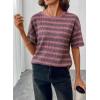 image:imageSHEWIN Women Summer Half Sleeve Tops Waffle Knit Shirts Dressy Casual 2026Pink and Grey