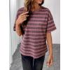 image:imageSHEWIN Women Summer Half Sleeve Tops Waffle Knit Shirts Dressy Casual 2026Pink and Grey