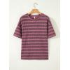 image:imageSHEWIN Women Summer Half Sleeve Tops Waffle Knit Shirts Dressy Casual 2026Pink and Grey