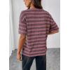 image:imageSHEWIN Women Summer Half Sleeve Tops Waffle Knit Shirts Dressy Casual 2026Pink and Grey