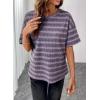image:imageSHEWIN Women Summer Half Sleeve Tops Waffle Knit Shirts Dressy Casual 2026Purple and Grey