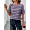 image:imageSHEWIN Women Summer Half Sleeve Tops Waffle Knit Shirts Dressy Casual 2026Purple and Grey