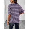 image:imageSHEWIN Women Summer Half Sleeve Tops Waffle Knit Shirts Dressy Casual 2026Purple and Grey