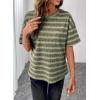 image:imageSHEWIN Women Summer Half Sleeve Tops Waffle Knit Shirts Dressy Casual 2026Yellow and Green