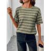 image:imageSHEWIN Women Summer Half Sleeve Tops Waffle Knit Shirts Dressy Casual 2026Yellow and Green