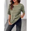 image:imageSHEWIN Women Summer Half Sleeve Tops Waffle Knit Shirts Dressy Casual 2026Yellow and Green