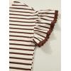 image:imageSHEWIN Women Summer Loose Fit Tops Trendy Rib Knit Stripe Shirt Business Dressy Casual 2026Beige and Brown